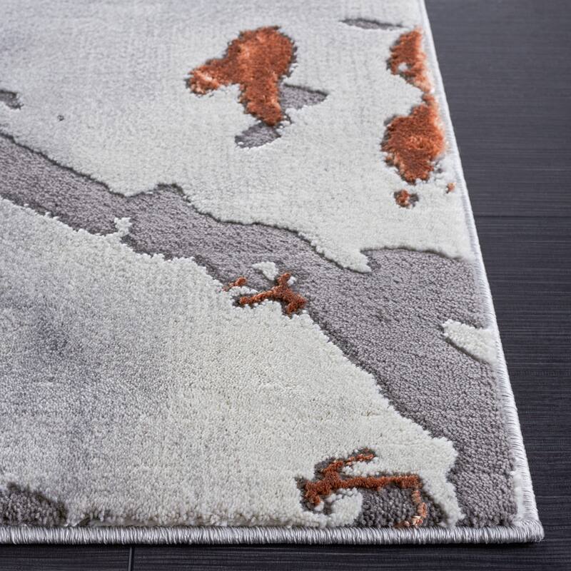 SAFAVIEH Craft Husniye Modern & Contemporary Rug - 6'7" Square - Grey/Orange