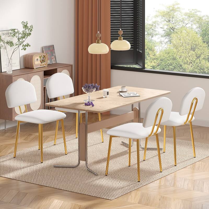 Javlergo Modern PU Leather Dining Chairs Set of 2 or 4 Upholstered Side Chairs Oval Back Compact Kitchen Chairs for Dining Room