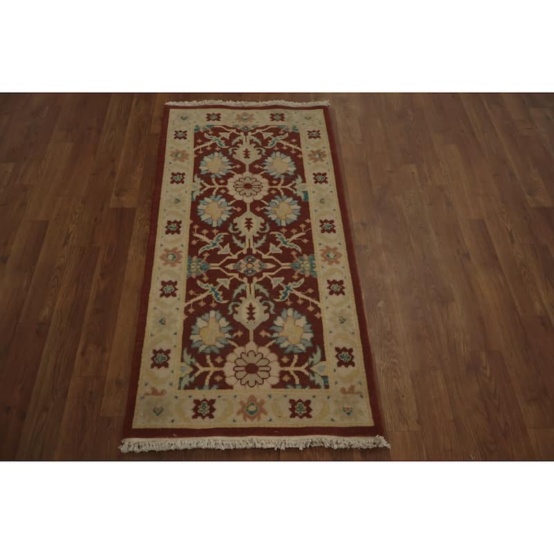 Hand Knotted Oriental 100% Wool Carpet Traditional All-Over Brown Ziegler Area Rug - 4' 0'' X 2' 0''