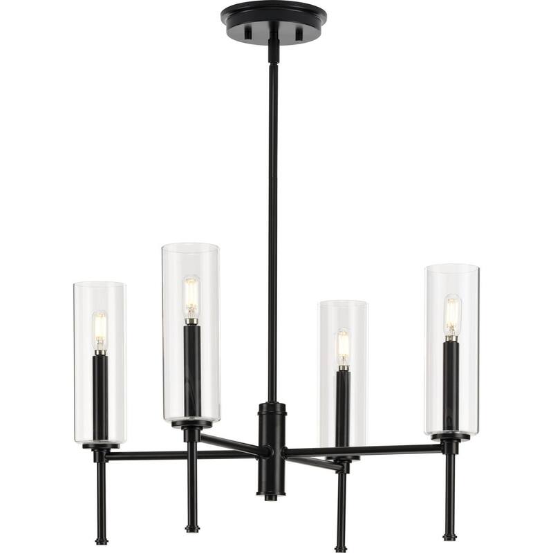 Elara Collection Four-Light New Traditional Matte Black Chandelier Light - 22.87 in x 22.87 in x 10.37 in