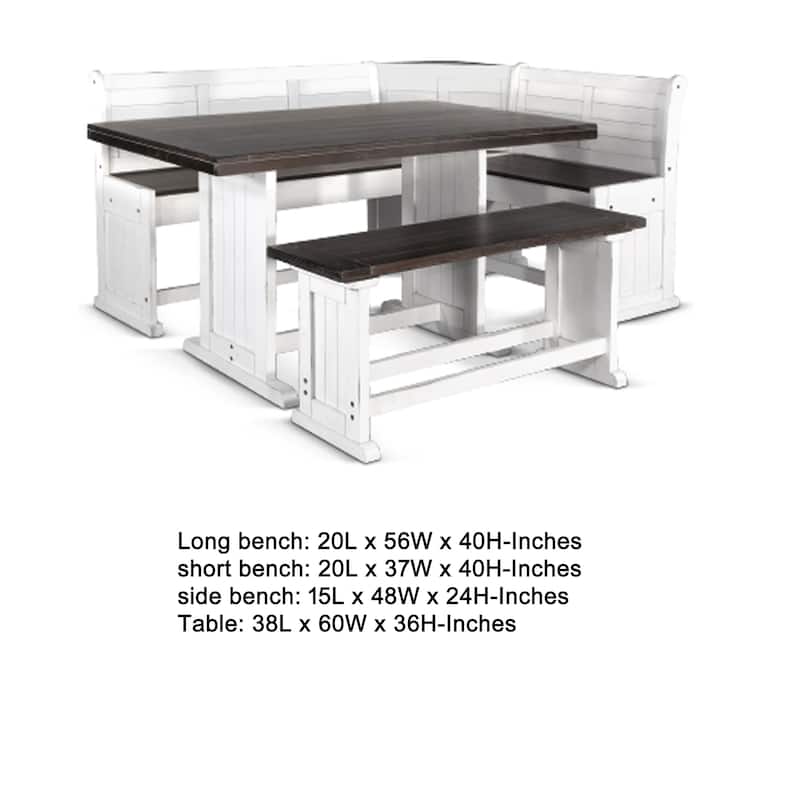 Orso 4pc Counter Height Breakfast Nook Dining Table, Off White Brown