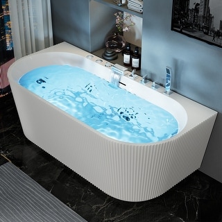 Luxury Whirlpool Massage Bathtub with 6 Hydro Jets, 7-Color