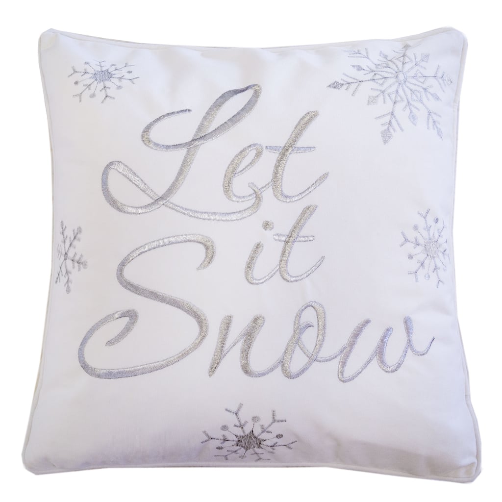 Let It Snow Embroidered Cotton Throw Pillow