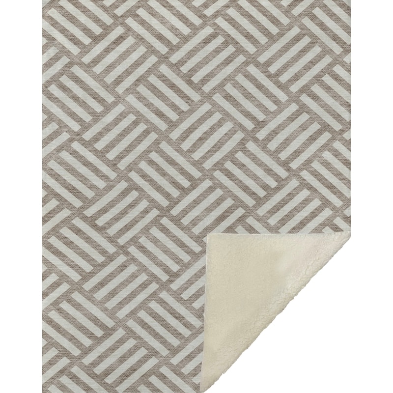 Premium Machine Washable Contemporary Geo Sherpa Throw Blanket