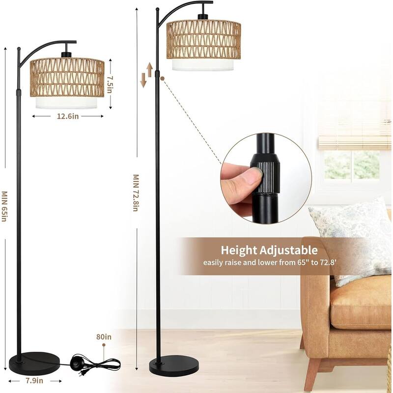 Arc Floor Lamp with Table and Shelves