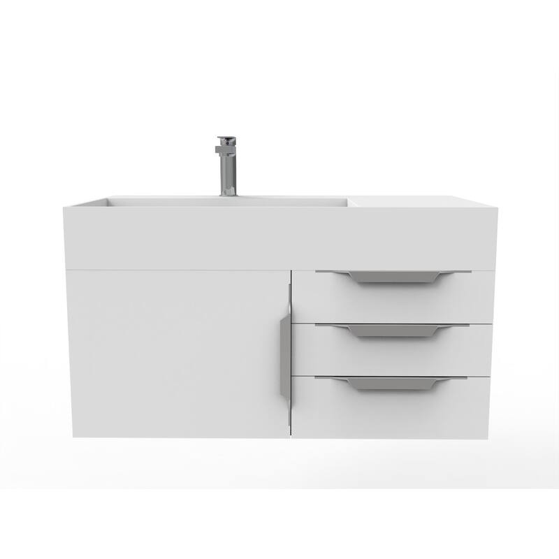 Amazon 36" Wall Mounted Bathroom Vanity Set w/ White Top