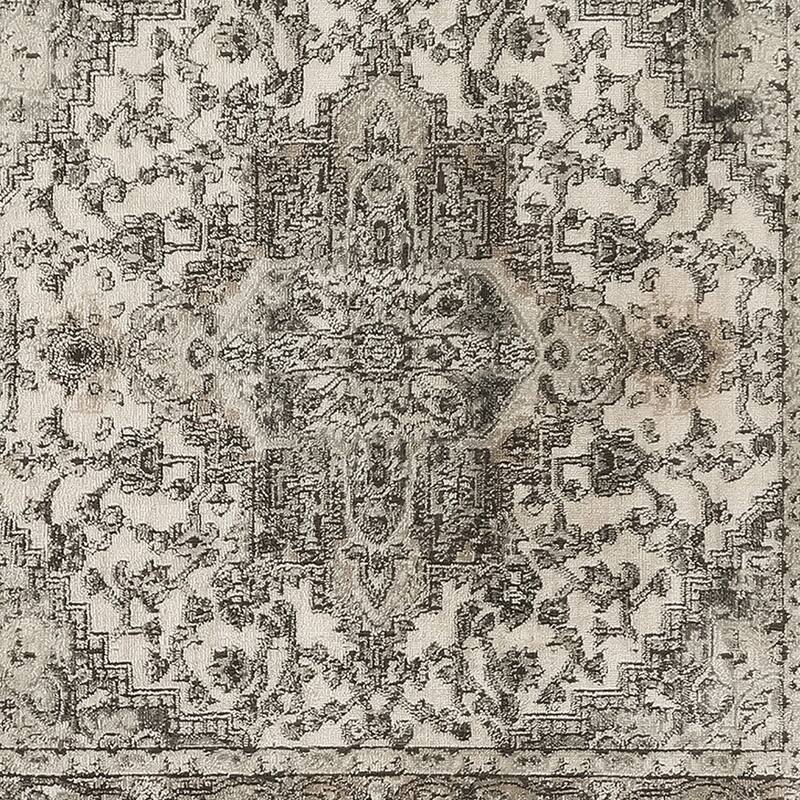Mebe Power Loomed Distressed Geometric Traditional Durable Area Rug By HomeRoots - 48' X '48' X '0.32