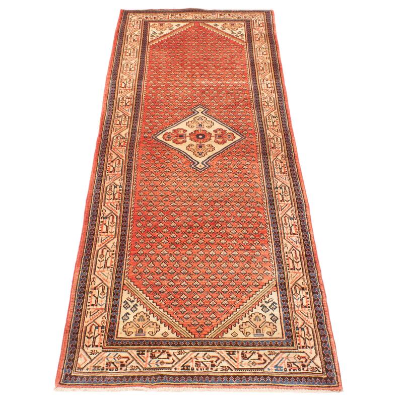 ECARPETGALLERY Hand-knotted Andelz Red Wool Rug - 3'4 x 10'1