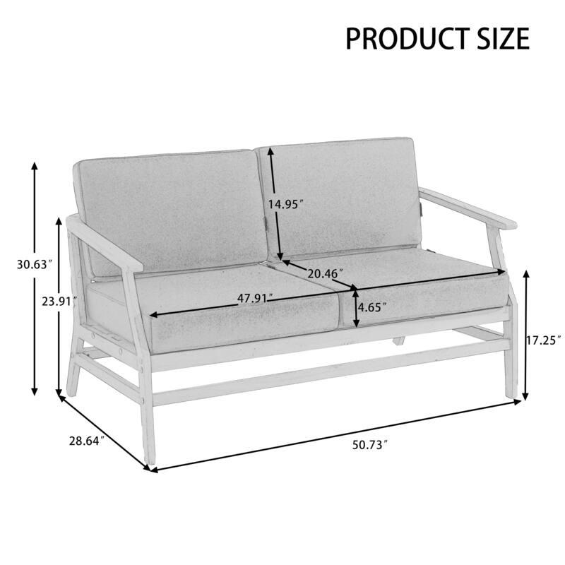 Outdoor Teak Wood Loveseat Sofa with Water-Resistant Cushions