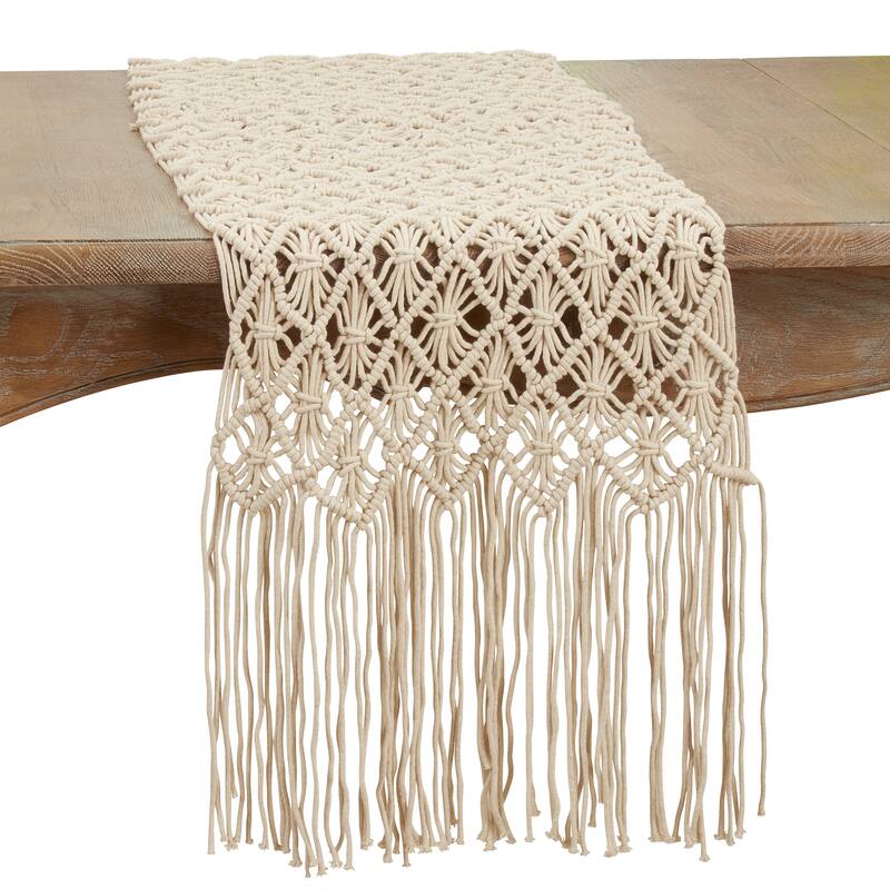 Table Runner With Macramé Design - 16"x72"