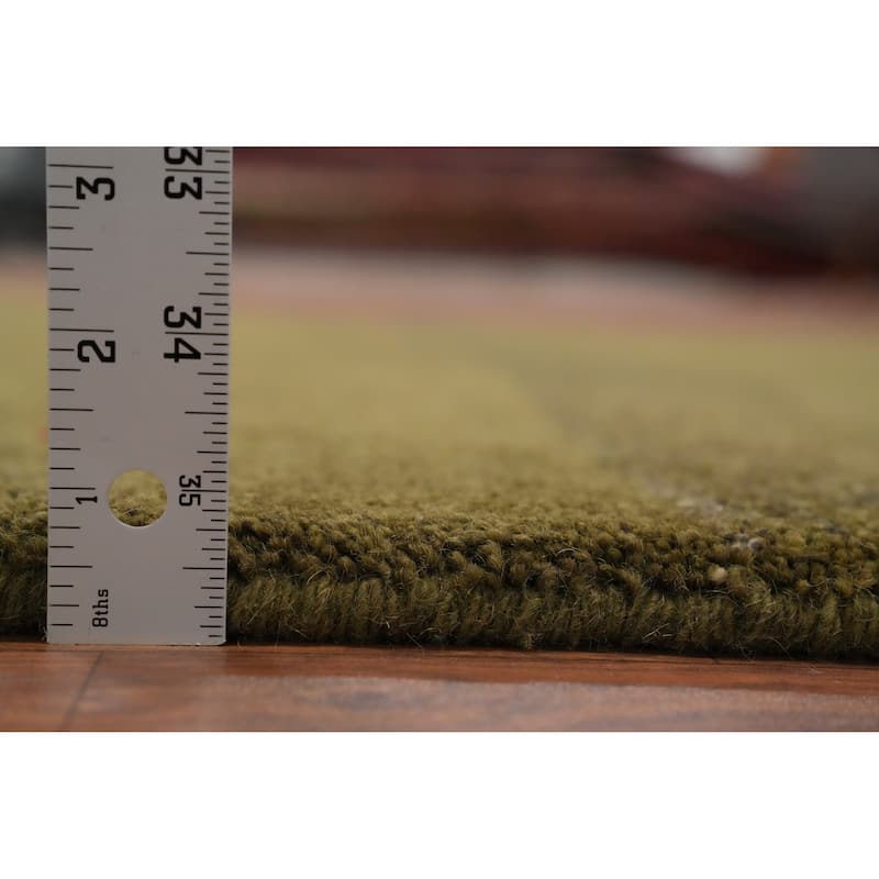 Hand Knotted Oriental 100% Wool Carpet Modern Solid Green Gabbeh Area Rug - 5' 11'' X 4' 0''