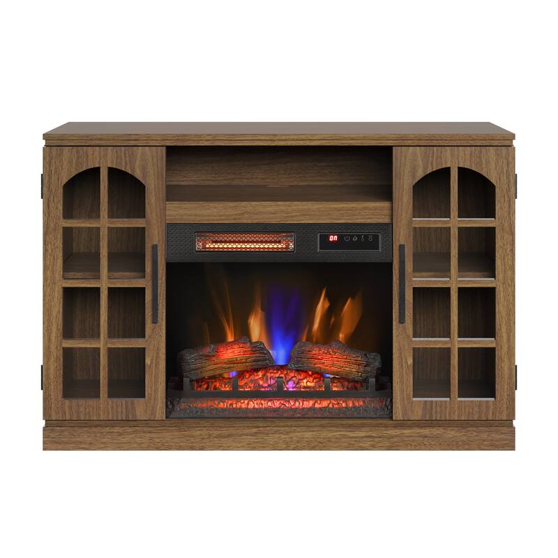 duraflame® Electric Fireplace TV Stand for 55 Inch TVs, Natural Walnut