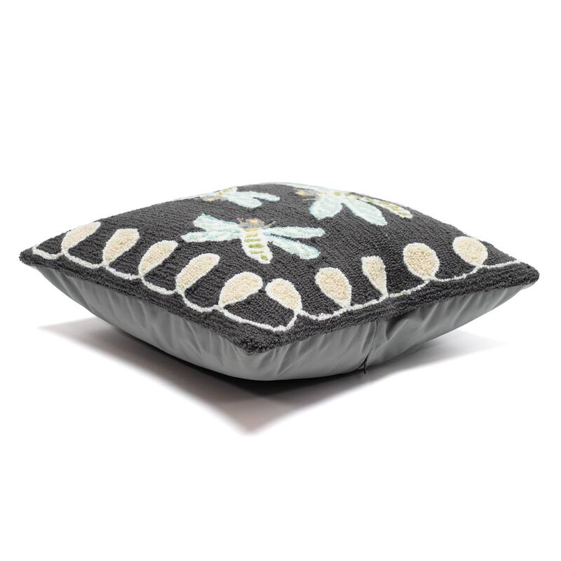 Liora Manne Frontporch Dragonfly Indoor/Outdoor Pillow Midnight 18" Square