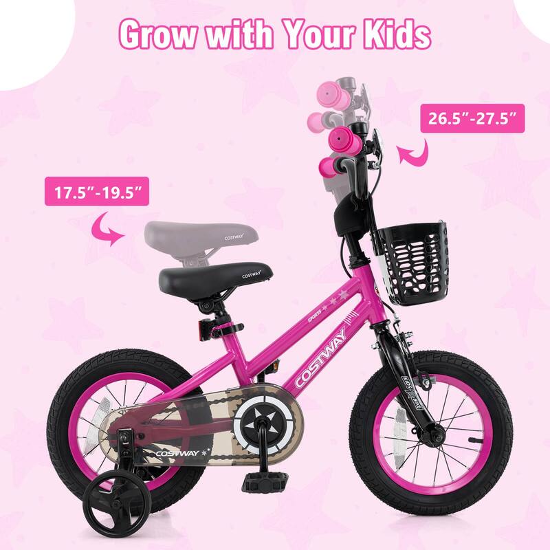 Costway 12"/14"/16"/18" Kid’s Bike with Training Wheels Adjustable - See Details