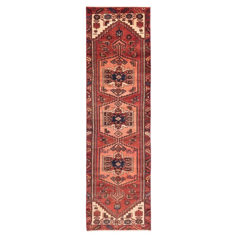 ECARPETGALLERY Hand-knotted Anatolian Vintage Red Wool Rug - 3'0 x 10'10