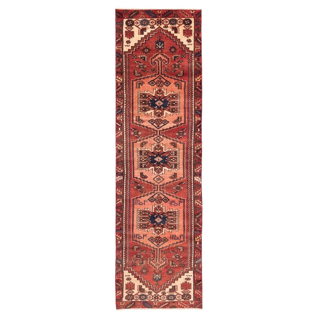 ECARPETGALLERY Hand-knotted Anatolian Vintage Red Wool Rug - 3'0 x 10'10