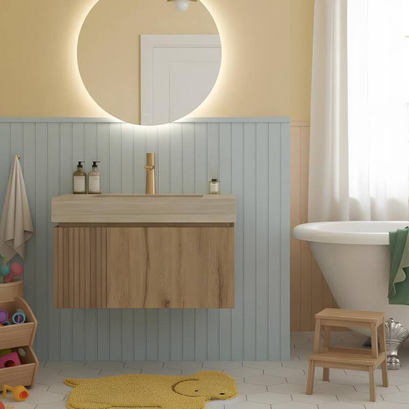 Mondern Floating Bathroom Vanity with 1 Pre-drilled Faucet Holes