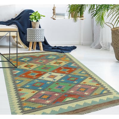 Sangat Flatweave Najib Rust/Ivory Rug - 4'4" x 5'11"