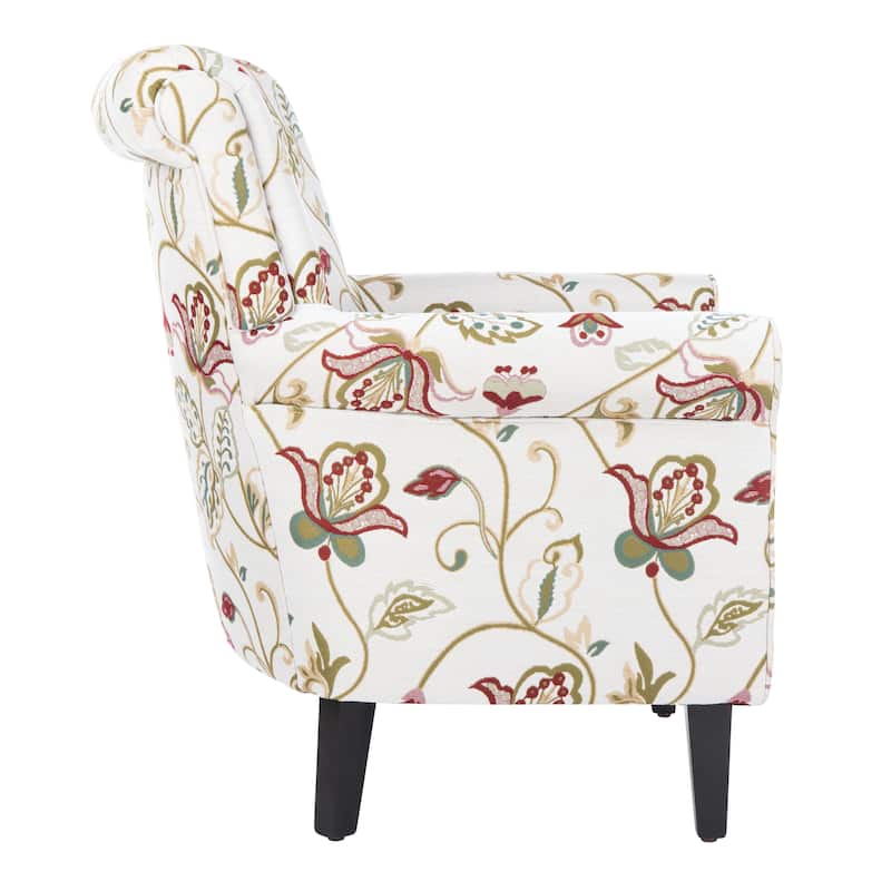 SAFAVIEH Gramercy Red/Ivory Floral Club Chair - 30" W x 33" D x 35" H