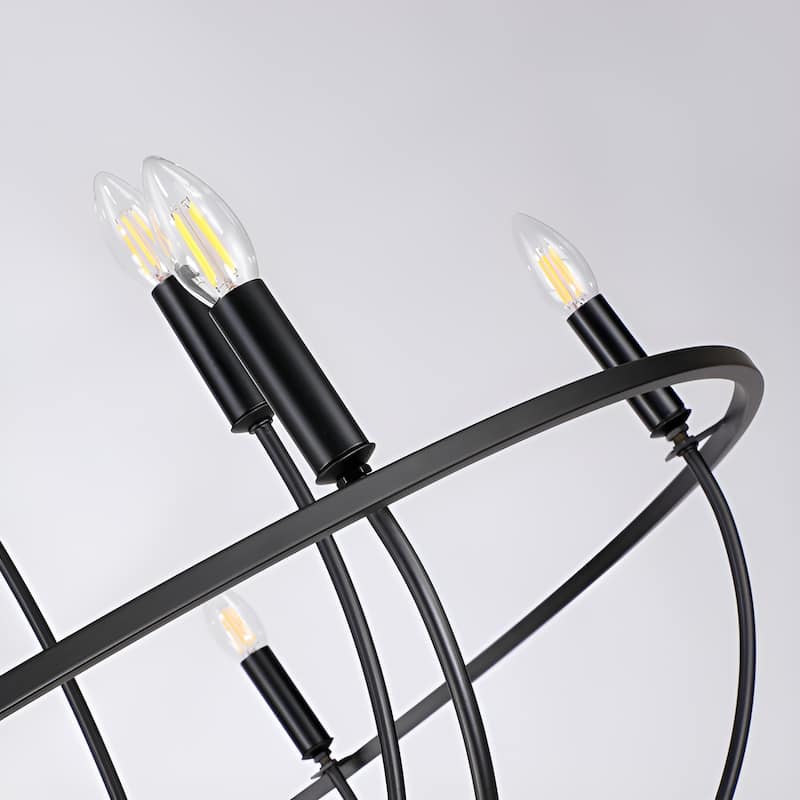 12-Light Metal Lotus Chandelier Graceful Curve Candlestick Ceiling Light