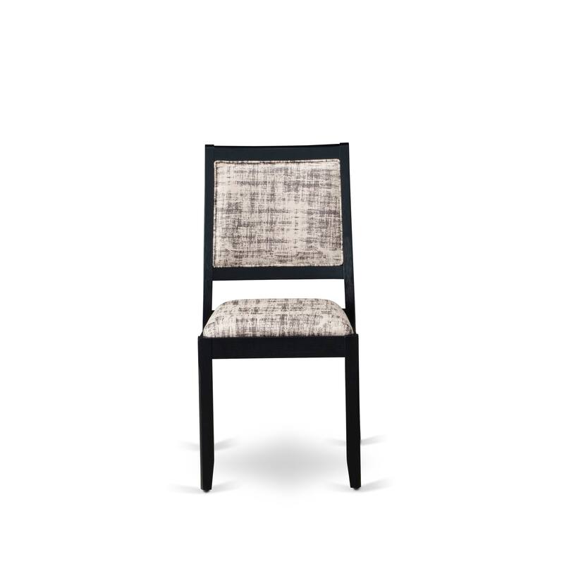 East West Furniture Dining Set Includes a Round Kitchen Table and Stackable Dining Chairs, Black (Pieces & Seat Type Options)
