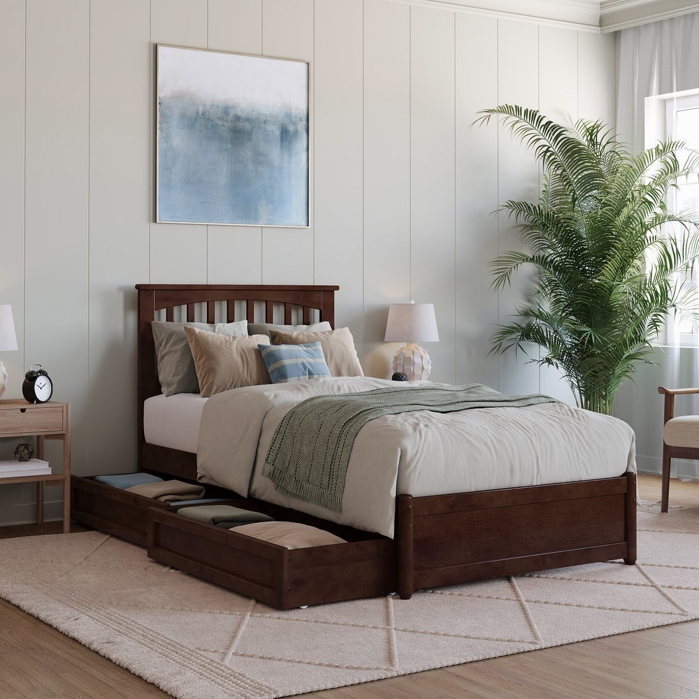Everett Platform Bed with Panel Footboard and Storage Drawers