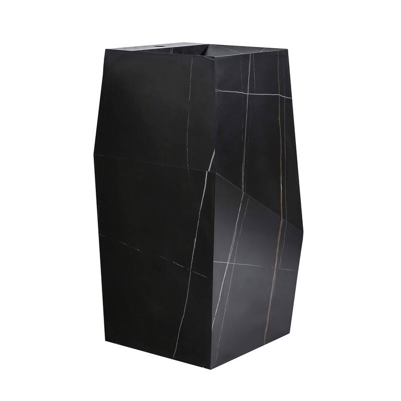 Fine Fixtures Canyon Collection, Elegant Square Shaped Pedestal Sink, - N/A - Black with Gold