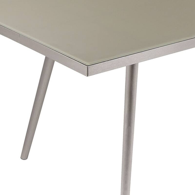 Phil 73 Inch Coffee Table, Tempered Glass Top, Smooth Gray Aluminum Frame