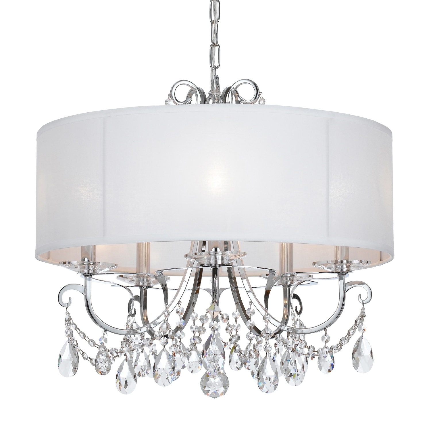 Othello 5 Light Clear Swarovski Strass Crystal Polished Chrome Chandelier - 24'' W x 21'' H