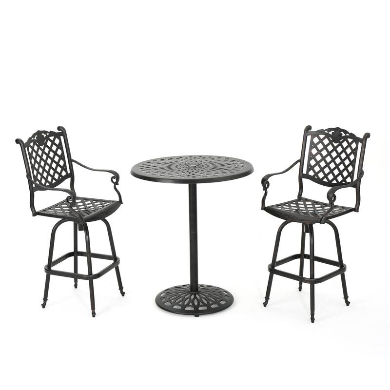 Arlana Outdoor 3-piece Aluminum Bar Set with Umbrella Hole by Christopher Knight Home