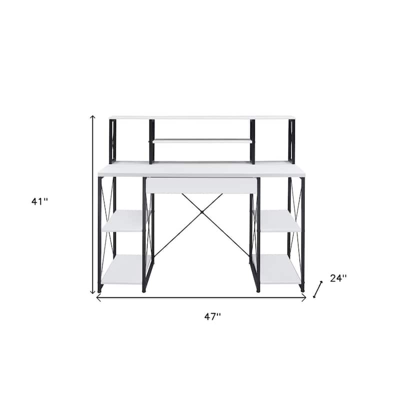 47" White and Black Computer Desk