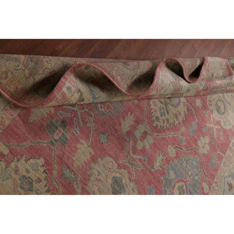 Pink Oushak Vegetable Dye Area Rug Handmade Wool Carpet - 6'0"x 8'8"