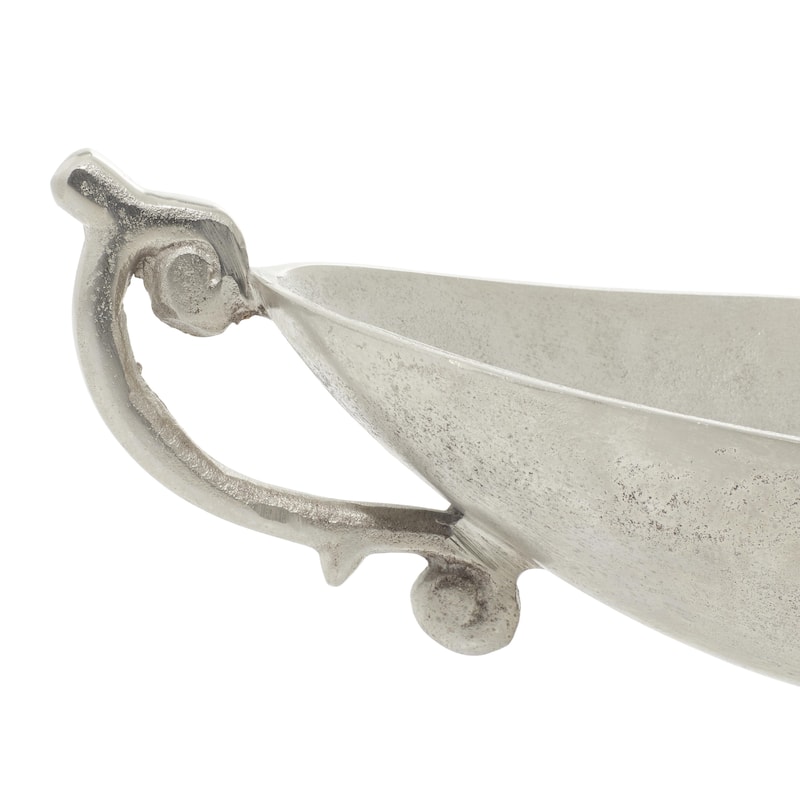 Aluminum Metal Decorative Decorative Bowl with Handles - Silver - Roche River Decor
