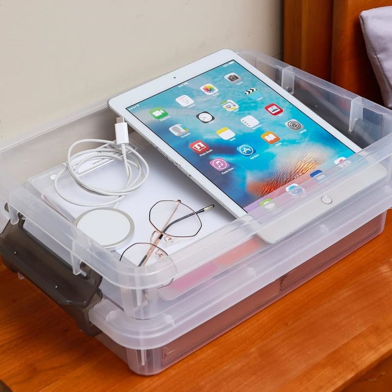 5 PCS Plastic Storage Bins with Lids Portable
