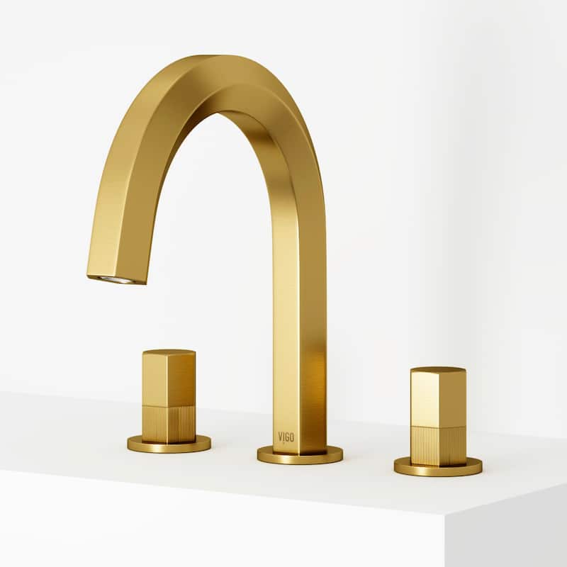 VIGO Hart 9" H 2-Handle Widespread Bathroom Faucet - Matte Brushed Gold