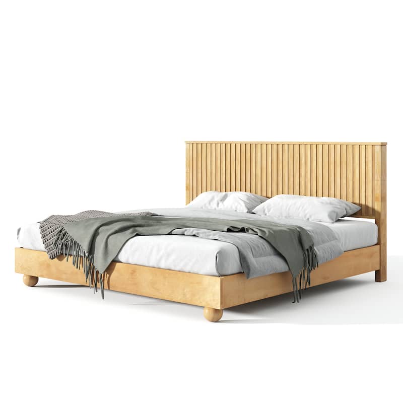 Christopher Knight Home - Anna Natural Wood Bed Frame With Reeded Headboard