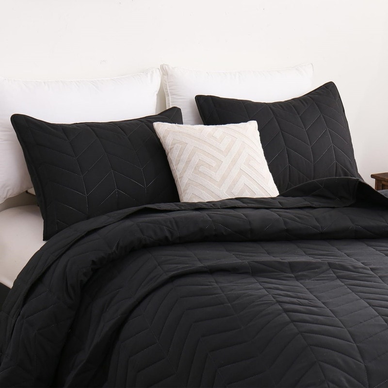 3Pcs Leaf Texture Bedspread Coverlet Bedding Set