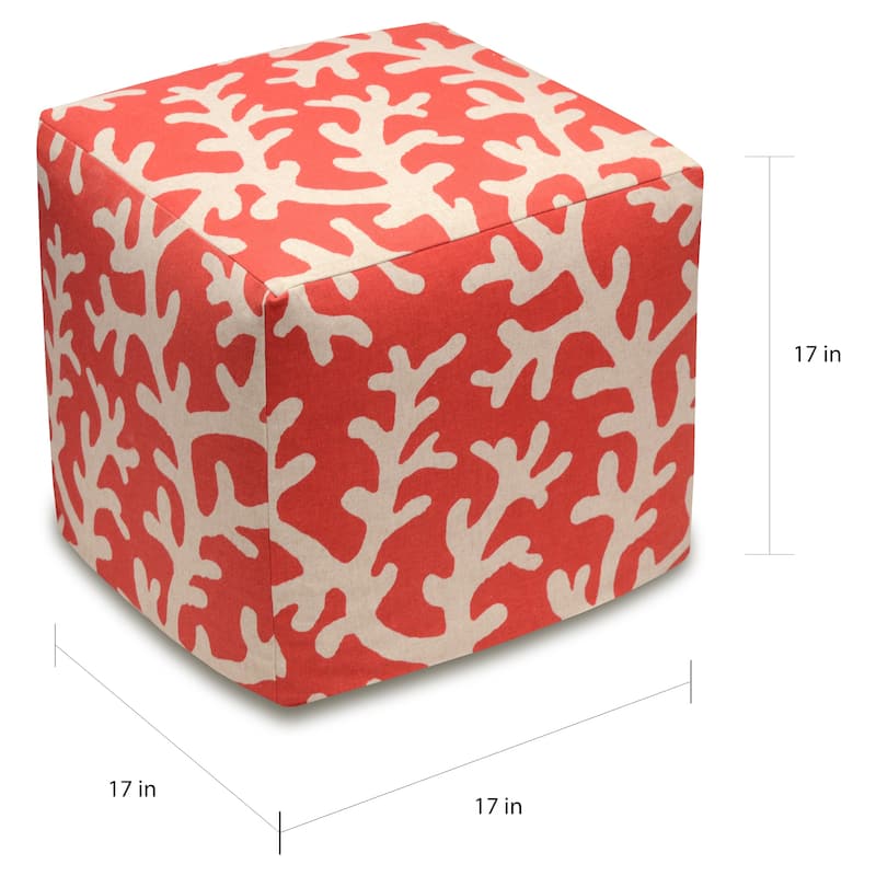 Coral Linen Upholstered Cube Ottoman