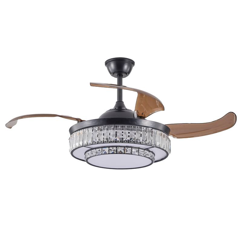 42" 48'' Smart Retractable White Ceiling Fan Light with Remote and APP Control