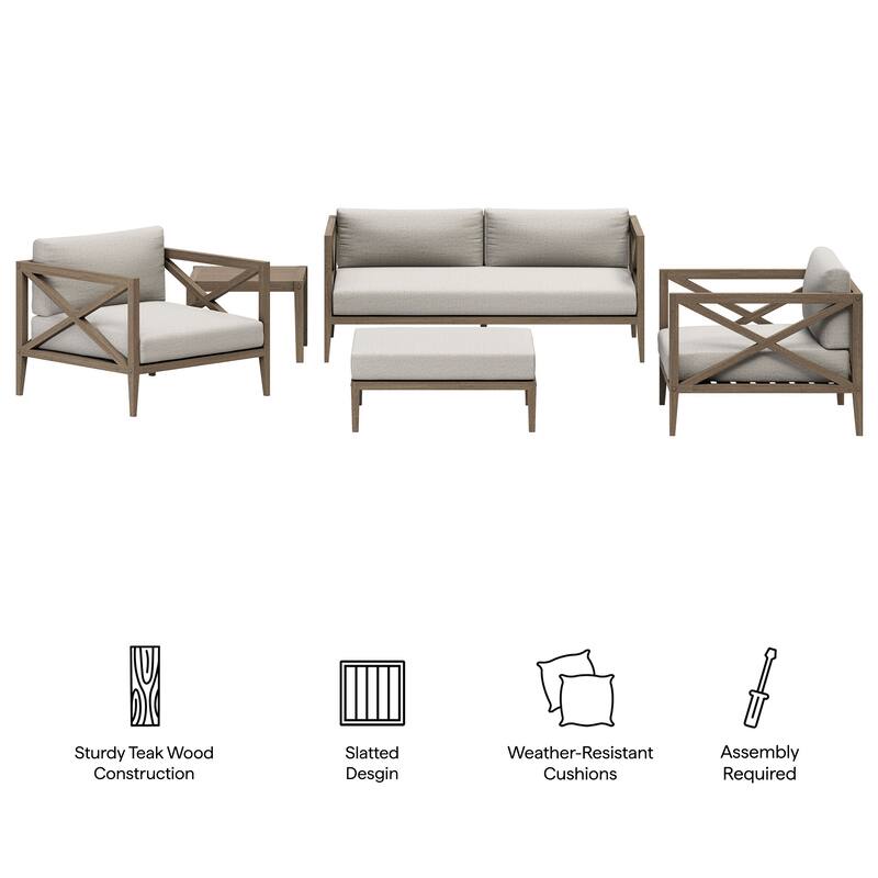 Northlake 5-Piece Outdoor Patio Teak Wood Furniture Set