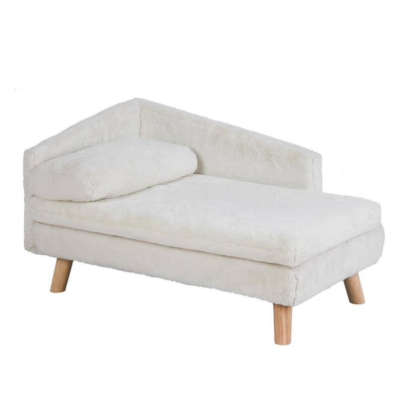 Waterproof L Shape Dog Sofa Bed Cat Chaise Elevated Pet Cushion Lounger with Pillow
