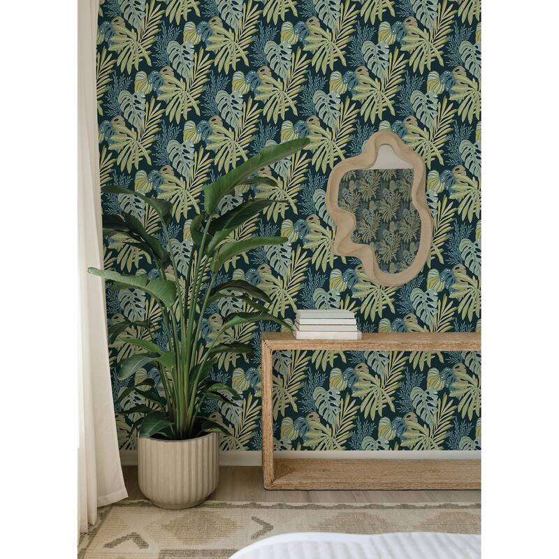 A-Street Prints Alocasia Green Tropical Foliage Wallpaper