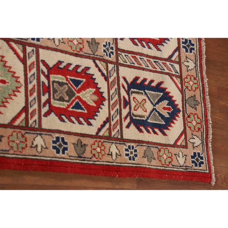 Geometric Red Kazak Area Rug Handmade Wool Carpet - 8'5"x 11'3"