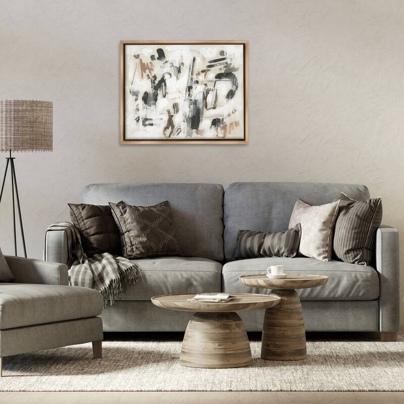Stupell Chaotic Earthy Strokes Framed Floater Canvas Wall Art Design By June Erica Vess