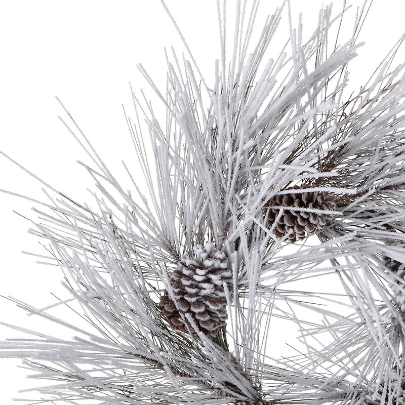 24" Long Snow Pine With Cone Wreath
