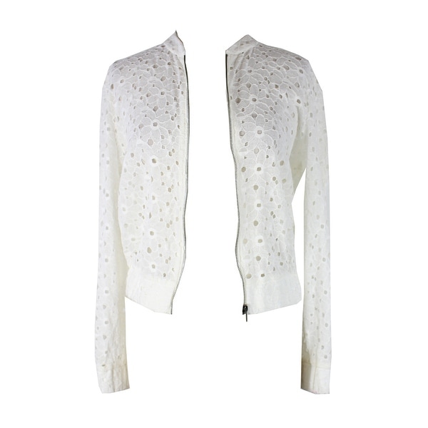 white lace bomber jacket