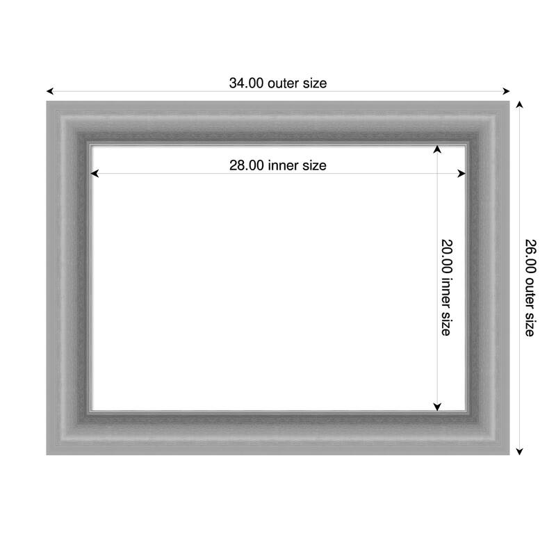 Amanti Art Peak Polished Nickel Framed Dry Erase Magnetic Board - 34 x 26 in
