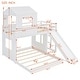 preview thumbnail 5 of 15, Playhouse-inspired Style Twin Over Full Wooden Bunk Bed,Loft Bed with Playhouse,Farmhouse, Ladder, Slide and Guardrails