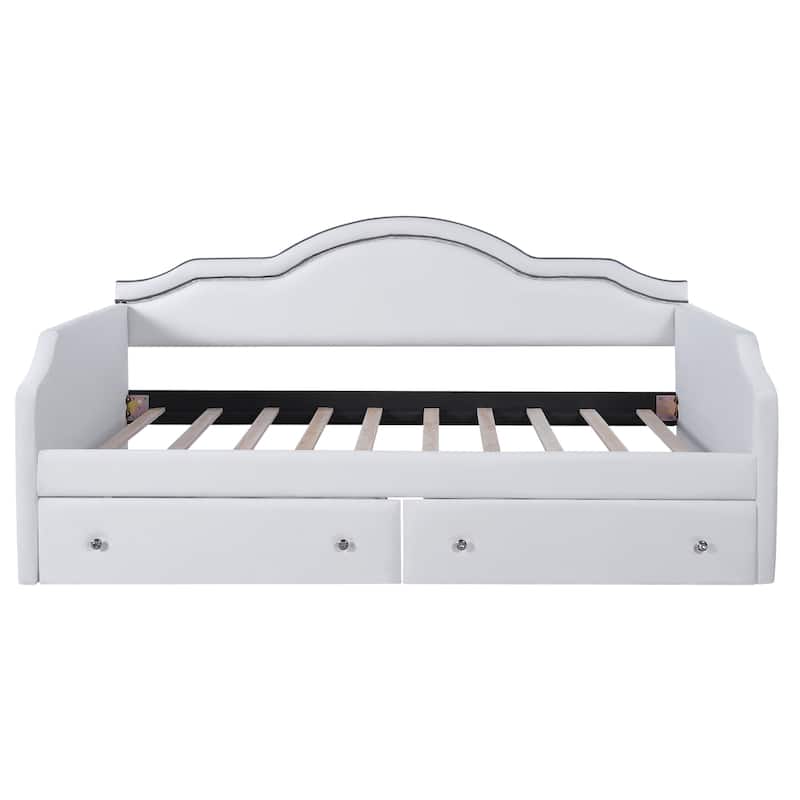 Twin Size Upholstered Daybed with LED and 2 Drawers