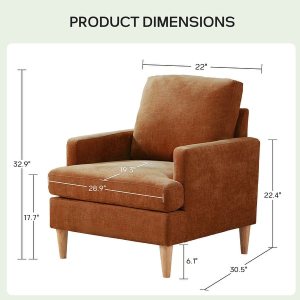 dimension image slide 4 of 7, Accent Chair/Armchair for Bedroom Living Room with Wood Legs